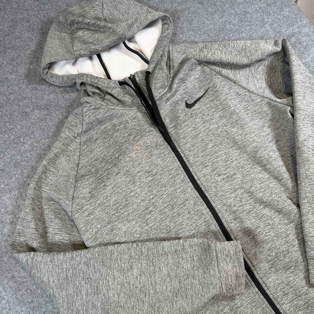 Nike Hoodie Mens XL Gray Dri-FIT Full Zip Fleece Sweatshirt CV7731-063